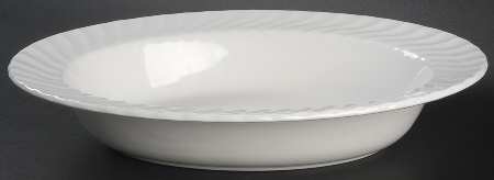 White Swirl 10" Oval Vegetable Bowl