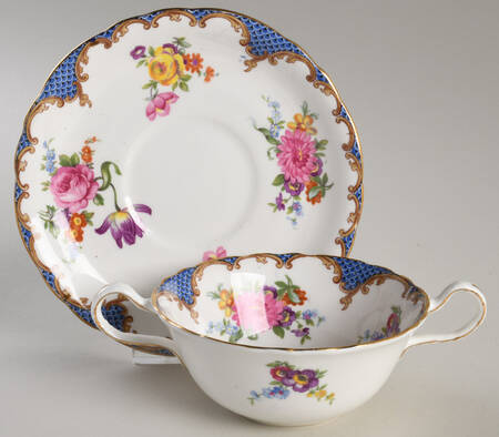 Wilton Blue (Heavy Gold) Flat Cream Soup Bowl & Saucer Set