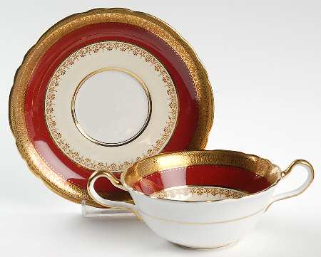 Windsor Ruby Flat Cream Soup Bowl & Saucer Set