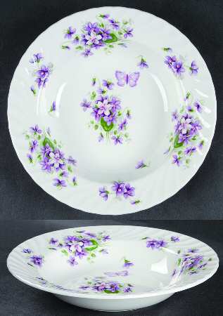 Wild Violets Rim Soup Bowl