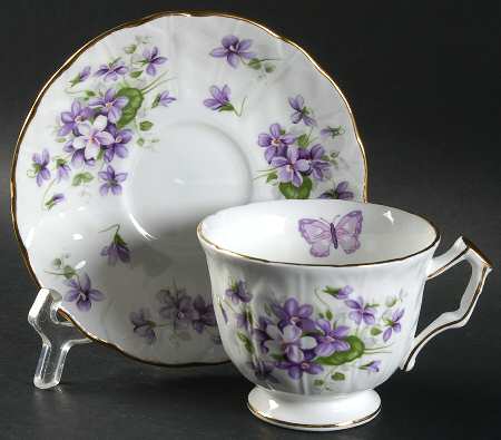Wild Violets Footed Cup & Saucer Set