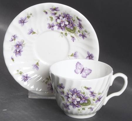 Wild Violets Flat Cup & Saucer Set