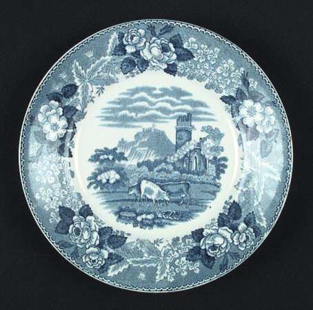 Cattle Scenery Blue (No Trim, Smooth) Bread & Butter Plate