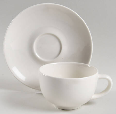 24H White Flat Cup & Saucer Set