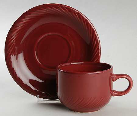 Cranberry Flat Cup & Saucer Set