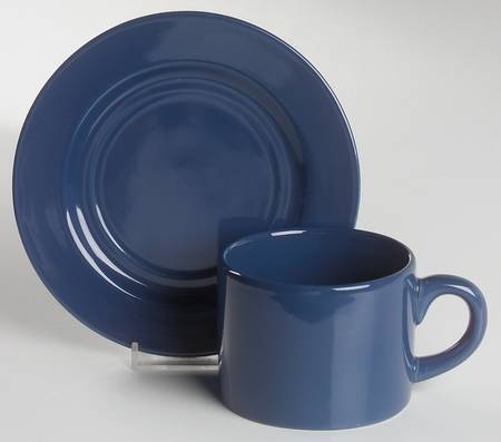 Nautical Blue Flat Cup & Saucer Set