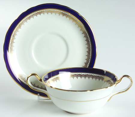 Embassy Cobalt Blue (Scalloped) Flat Cream Soup Bowl & Saucer Set