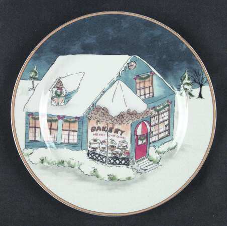 Winter Village Salad/Dessert Plate