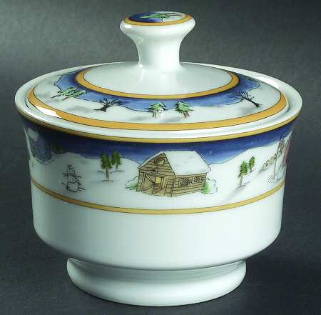 Winter Village Sugar Bowl & Lid