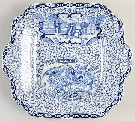 Chinese Bird Square Handled Cake Plate