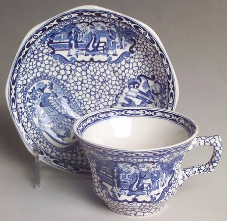 Chinese Bird Flat Cup & Saucer Set