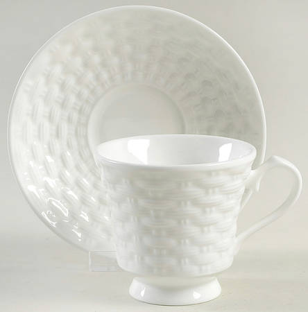 Belleek Basketweave Footed Cup & Saucer Set