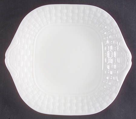 Belleek Basketweave Handled Cake Plate