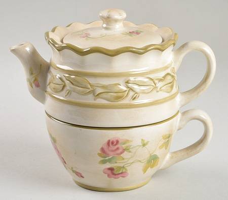 Cheri's Roses Individual Teapot & Lid with Cup