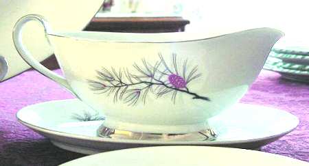 Purple Sage Gravy Boat with Attached Underplate