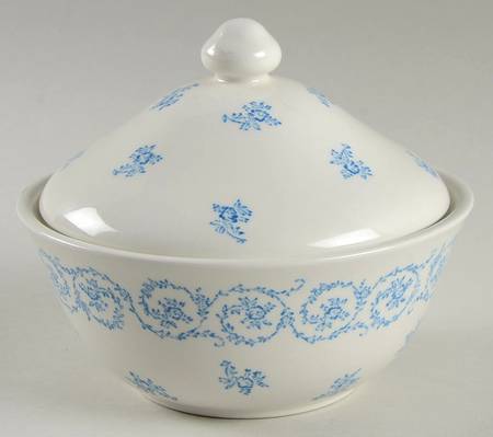 Normandy Rose (Pink Blue) Powder Box with Lid