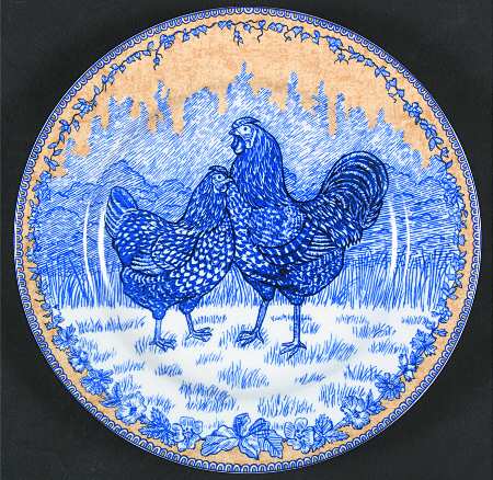 Rooster Toile Salad/Dessert Plate