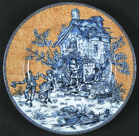 English Toile Blue Salad/Dessert Plate