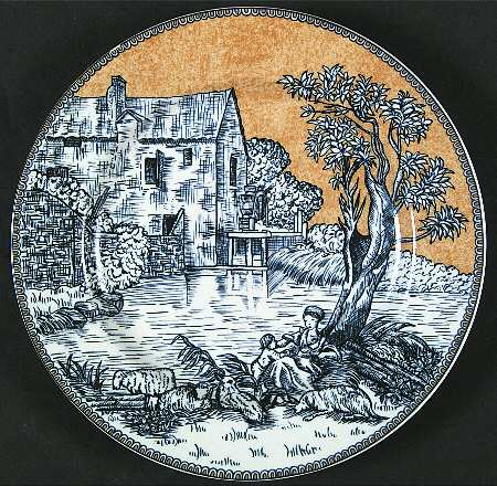 English Toile Blue Salad/Dessert Plate