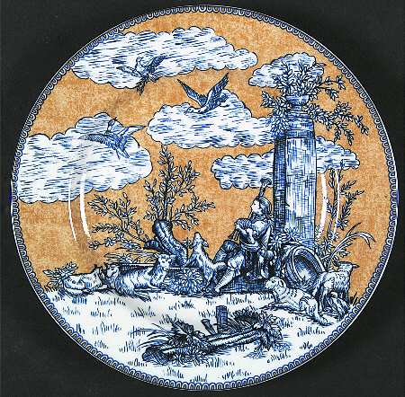 English Toile Blue Salad/Dessert Plate