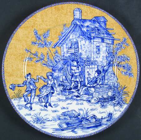 English Toile Blue Accent Dinner Plate