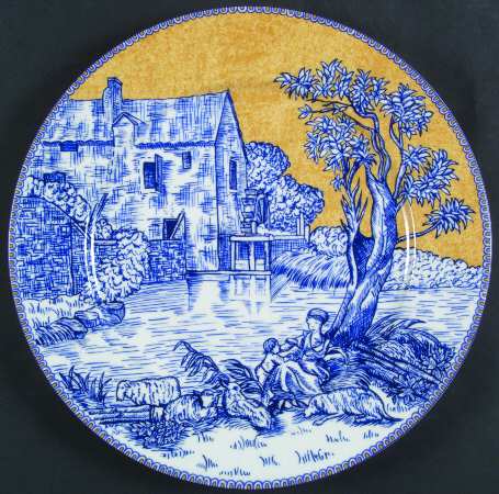 English Toile Blue Accent Dinner Plate