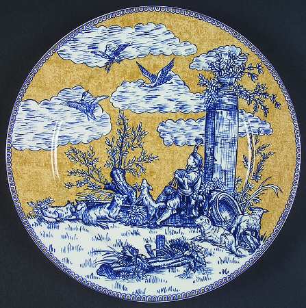 English Toile Blue Accent Dinner Plate