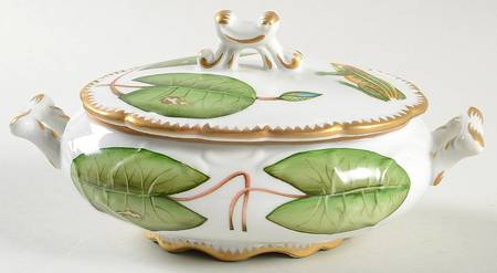 Waterlily Seascape Cream Soup Bowl & Lid Set