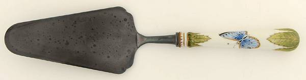 Green Leaf Cake Server-Silverplate Blade