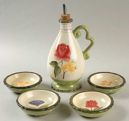 Laura Oil Jar Drizzler with 4 Motif Dipping Dish
