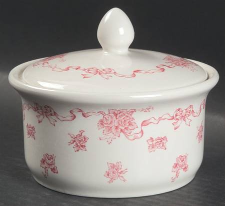 Ribbons Pink Powder Box with Lid