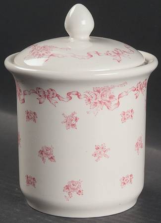 Ribbons Pink Cotton Ball Jar and Lid