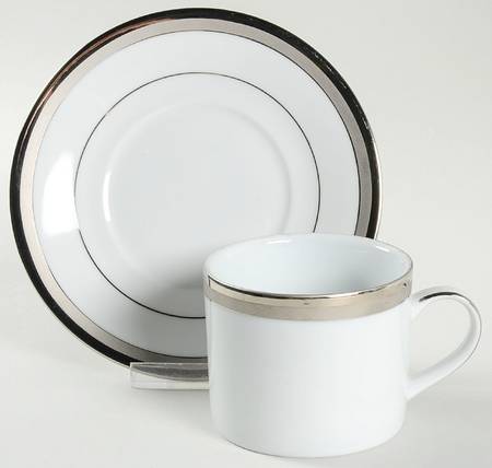 State Platinum Flat Cup & Saucer Set