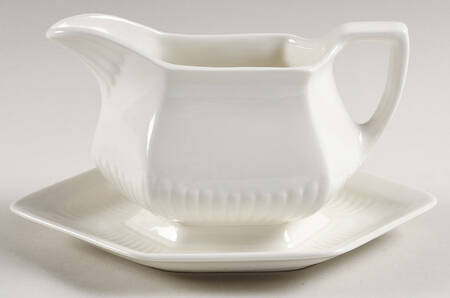 Empress (Cream) Gravy Boat with Attached Underplate