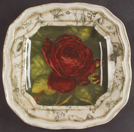 Floral Toile Accent Salad Plate