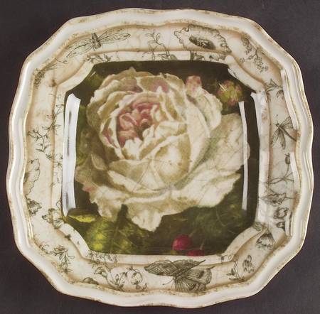 Floral Toile Accent Salad Plate