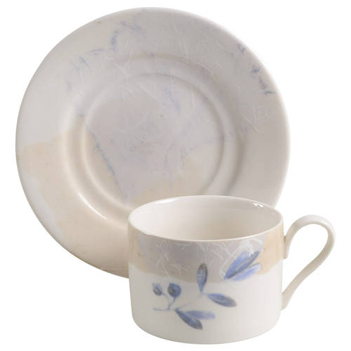 Torn Paper Flat Cup & Saucer Set