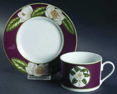 Magnolia Blossom Flat Cup & Saucer Set