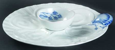 Seafood Ocean Blue Oyster Plate & Sauce Cup