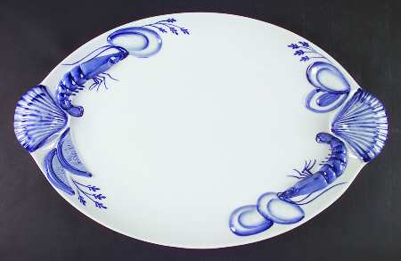 Seafood Ocean Blue 23" Oval Serving Platter