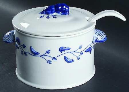 Seafood Ocean Blue Tureen & Lid w/Ladle