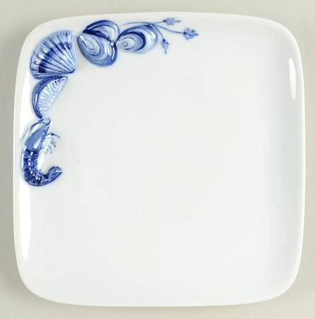 Seafood Ocean Blue Square Salad Plate