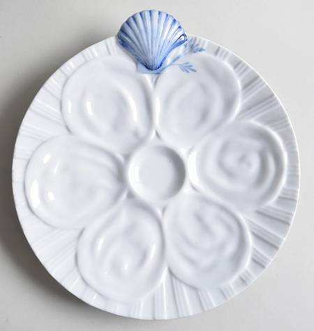 Seafood Ocean Blue Oyster Plate