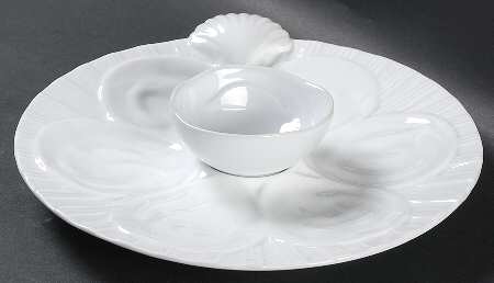 Seafood Whiteware Oyster Plate & Sauce Cup