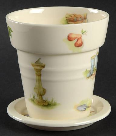 Edwardian Kitchen Garden 3" Flower Pot & Underplate