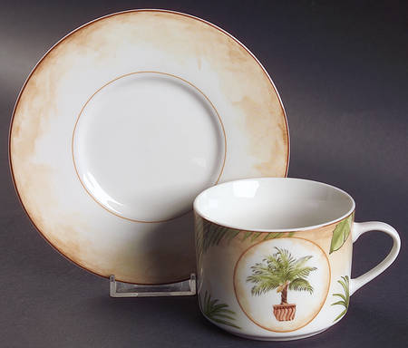 Tropical Palm Flat Cup & Saucer Set