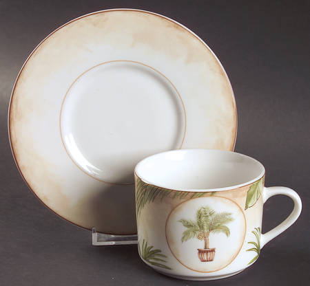 Tropical Palm Flat Cup & Saucer Set