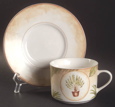 Tropical Palm Flat Cup & Saucer Set