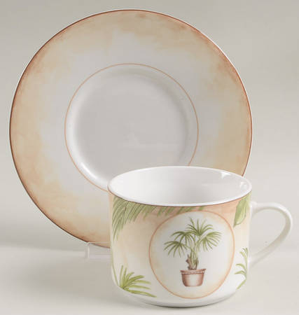 Tropical Palm Flat Cup & Saucer Set