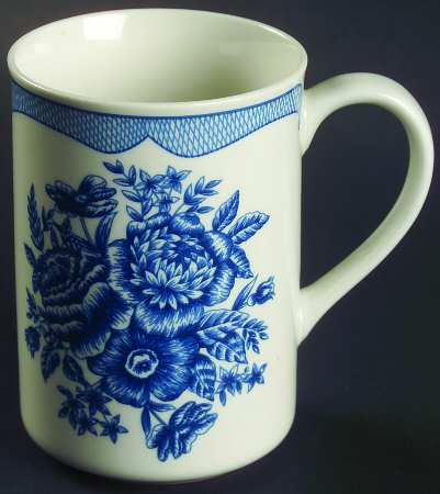 Floral Toile Blue Mug